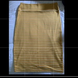 Mustard Striped Pencil Skirt